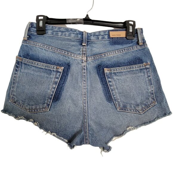 GRLFRND Revolve Cindy High Rise Button Fly Distressed Raw Hem Denim Jean Shorts - Picture 4 of 14